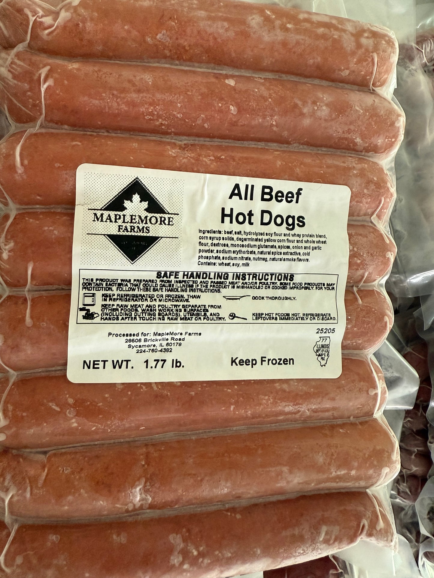All beef hotdogs